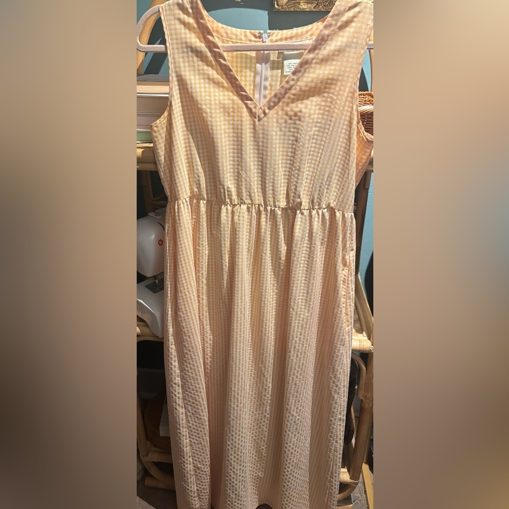 Vintage Jeffrey Banks Butter Yellow Gingham Maxi Dress